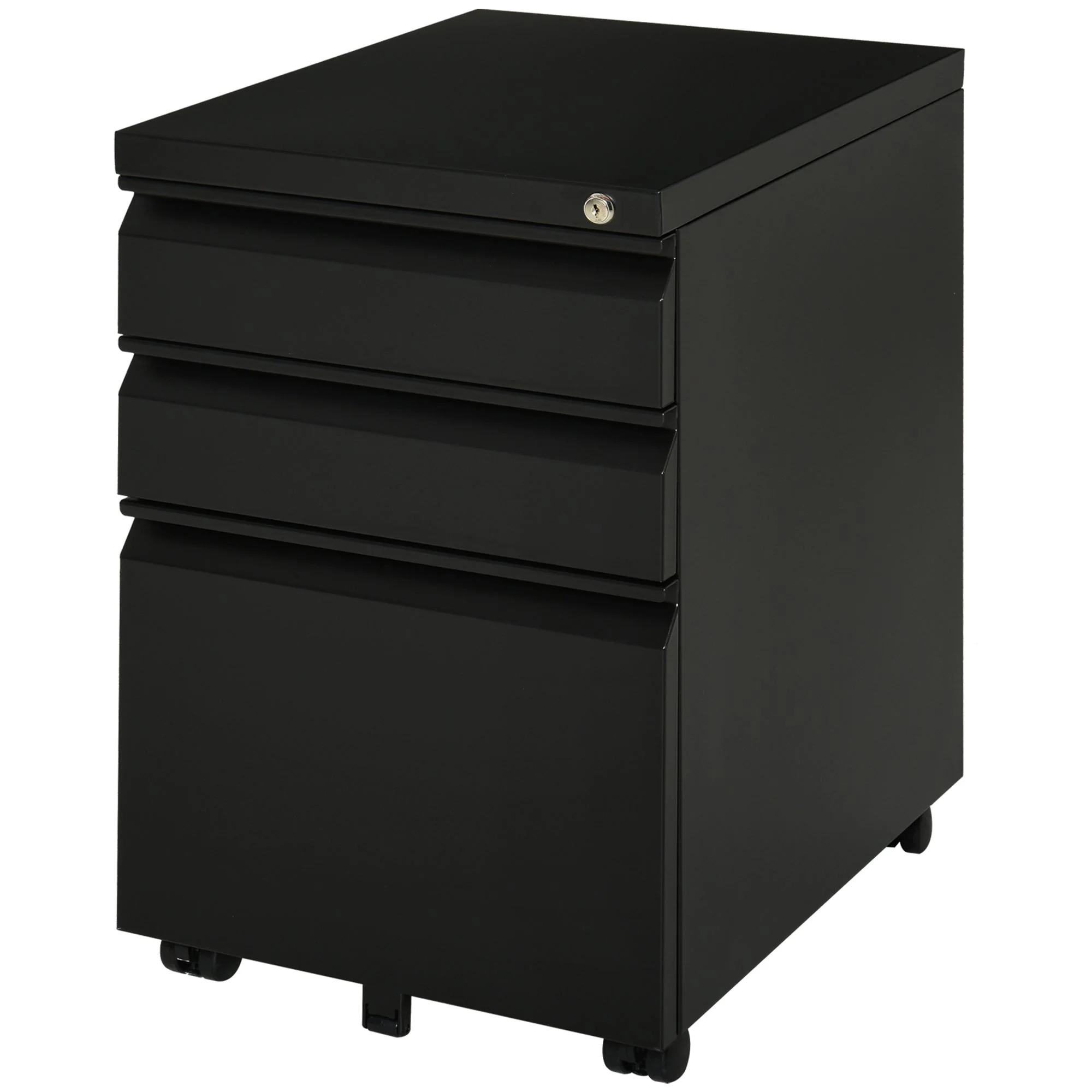 Vinsetto Office Cabinet, 3-Drawer Mobile Steel, Black