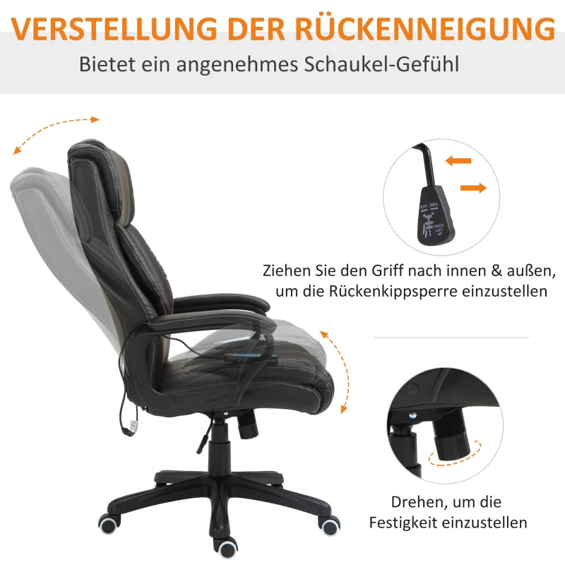 Vinsetto Office Chair, Massage, Ergonomic, Swivel, Brown - Image 7