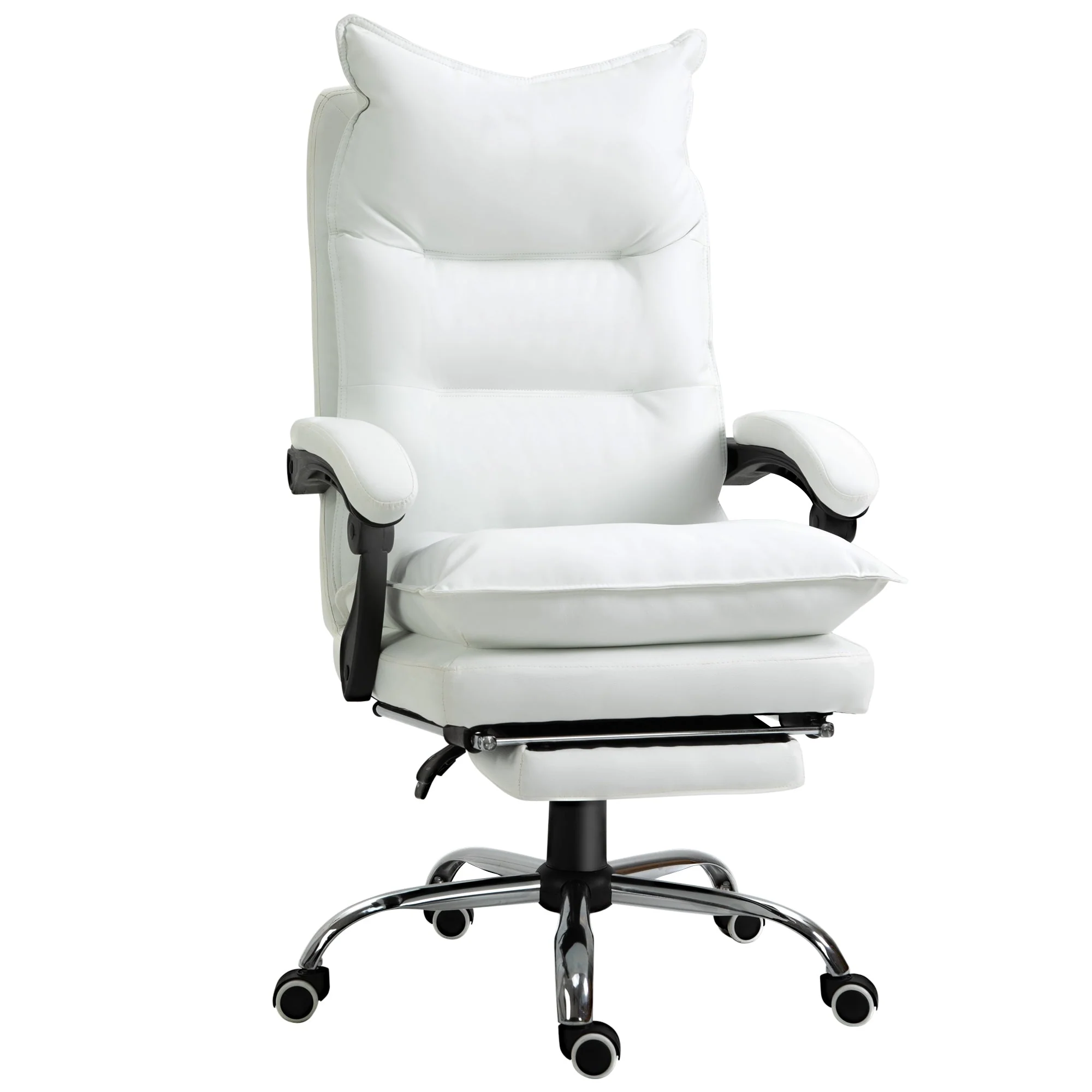 Vinsetto Office Chair Reclining, Footrest, Swivel, White - Image 2