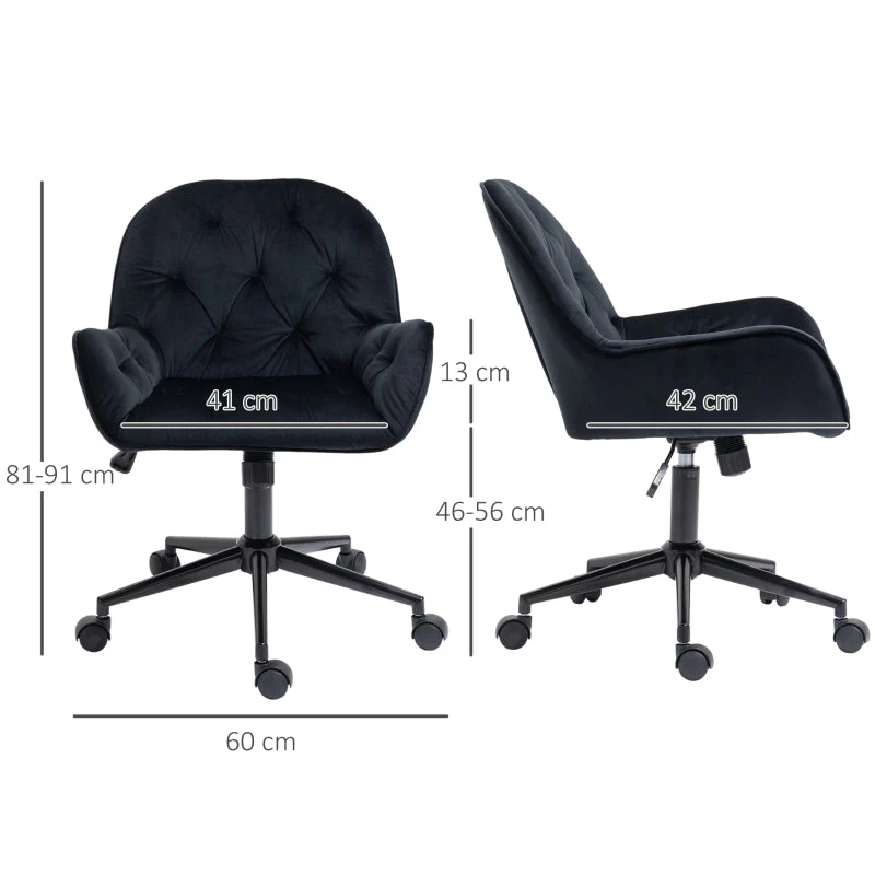 Vinsetto Office Chair, Swivel Height-Adjustable Executive Desk Armchair, Velvety Polyester Black - Image 3