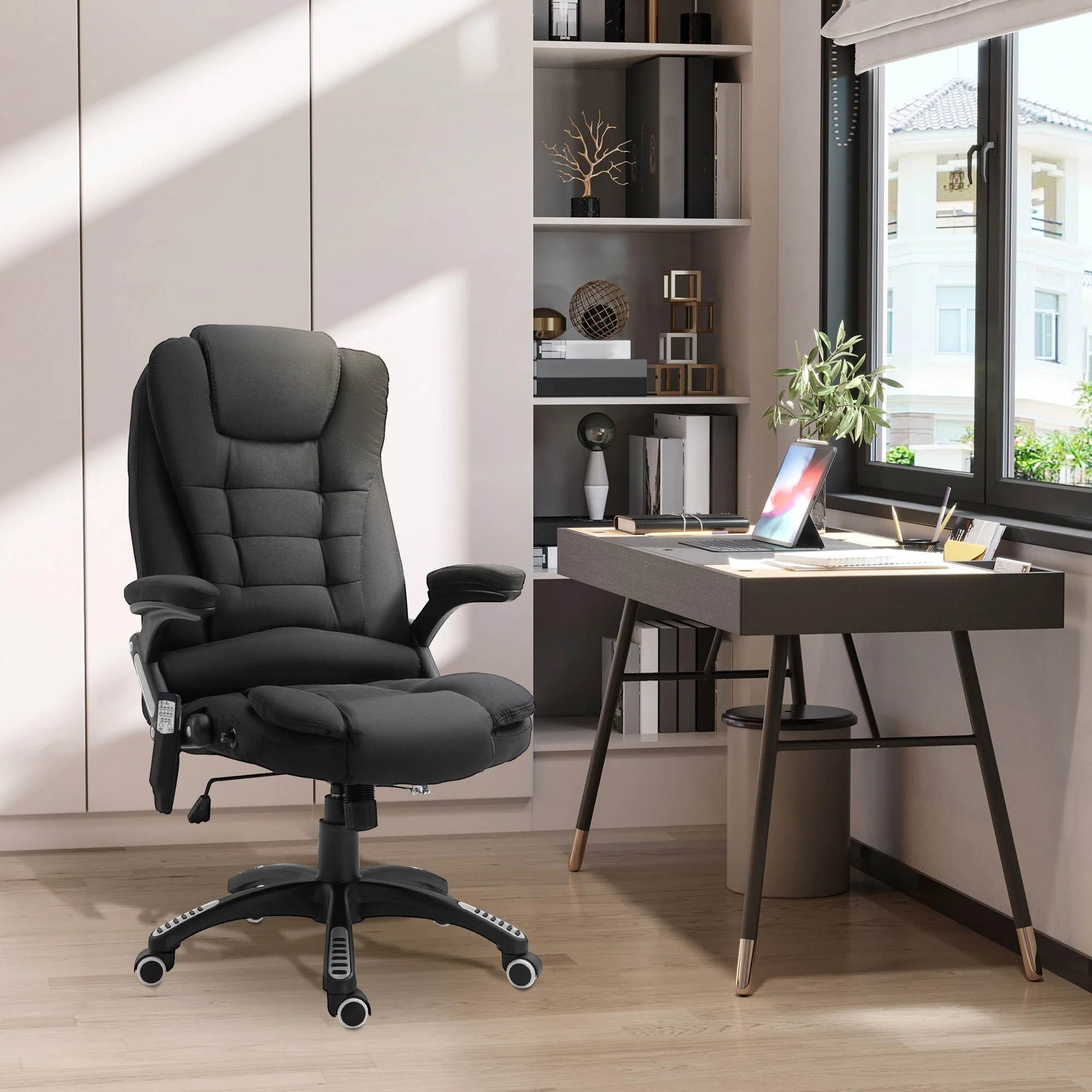 Vinsetto Office Gaming Chair, Massage Function, Height Adjustable, Black - Image 2