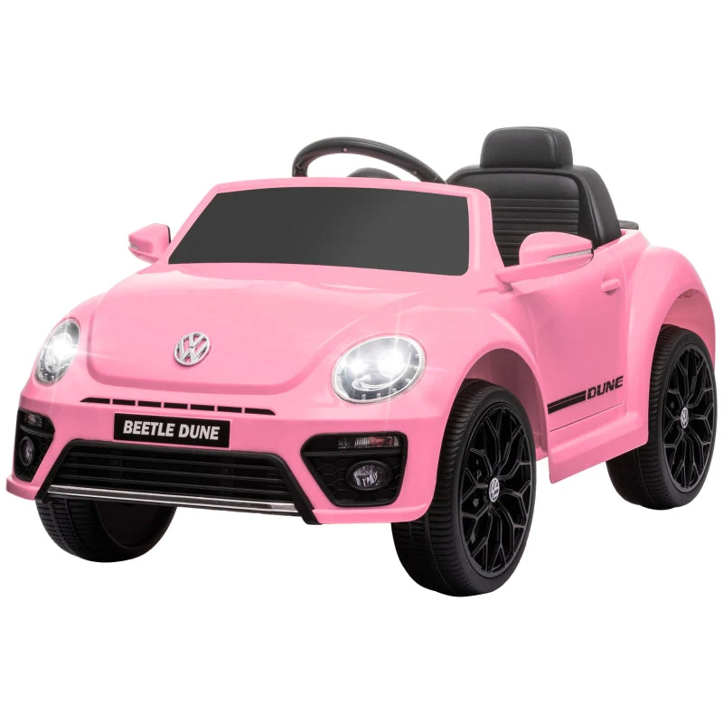 VW Beetle Electric Children's Ride-On Car with Remote Control and Music, Pink - Image 2