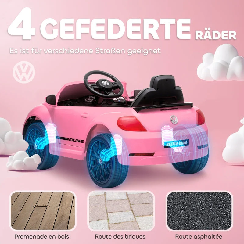 VW Beetle Electric Children's Ride-On Car with Remote Control and Music, Pink - Image 6