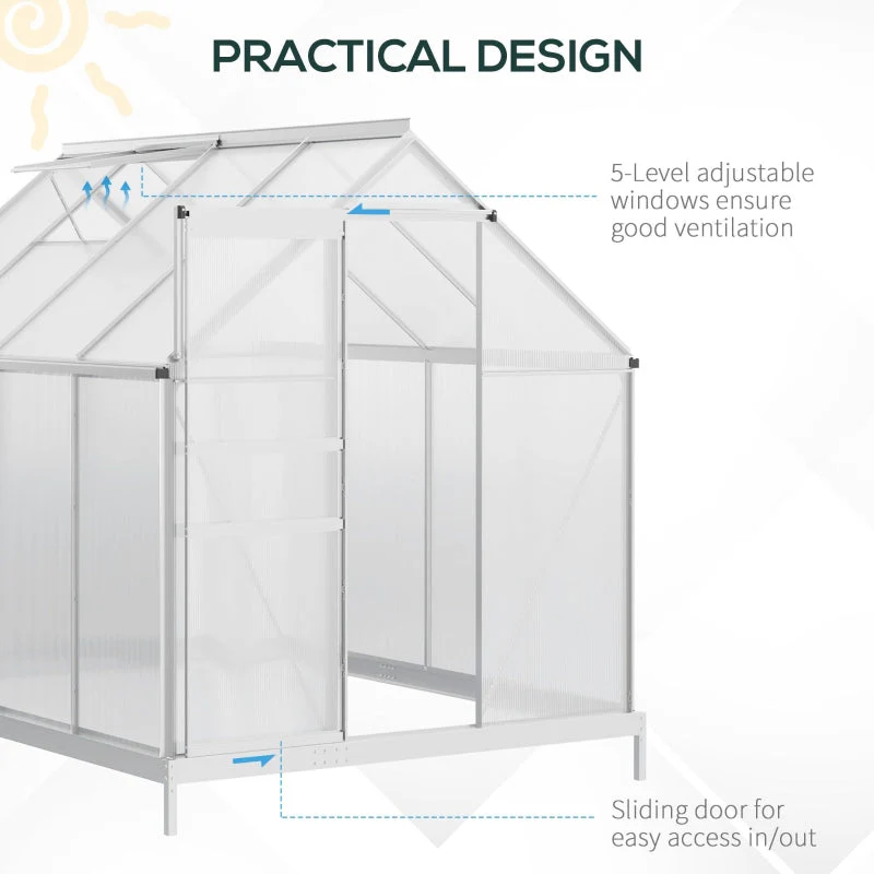 Walk-In Greenhouse, 190 x 253 cm Polycarbonate, Silver-Tone - Image 5