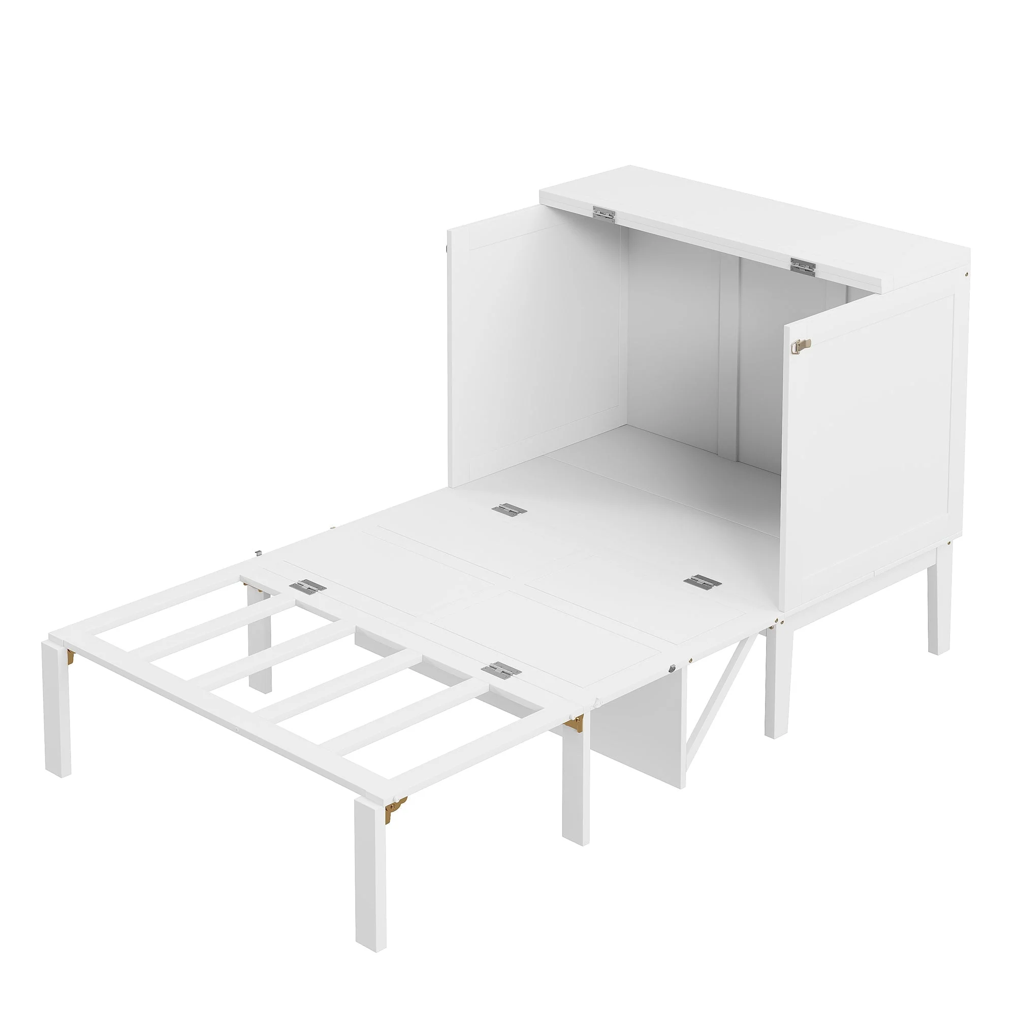 Wall Bed, 90x200 cm, Slatted Frame, Youth, White - Image 5