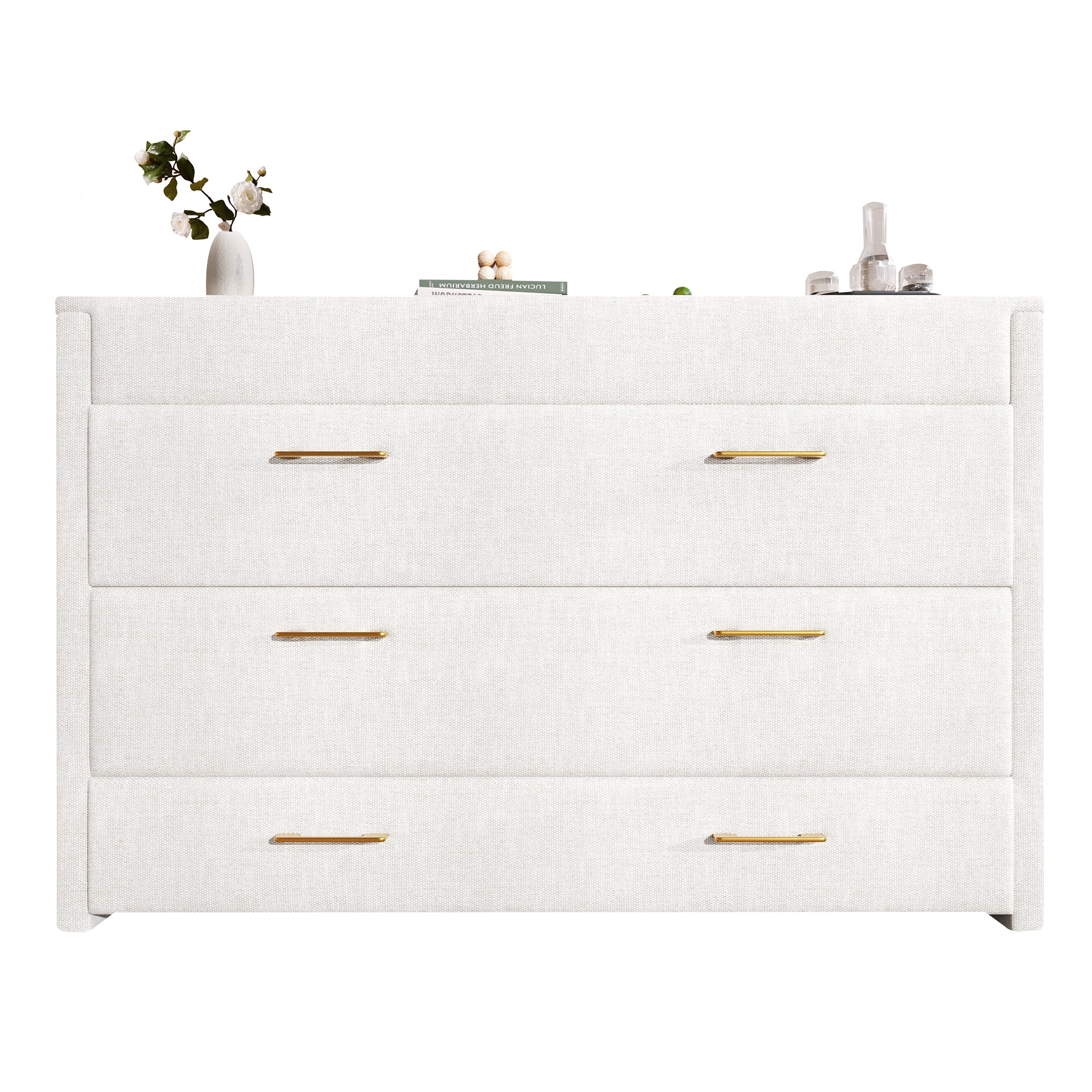 Wall Bed with Storage Drawer, USB Ports and Convertible Platform, Beige Linen - Image 8