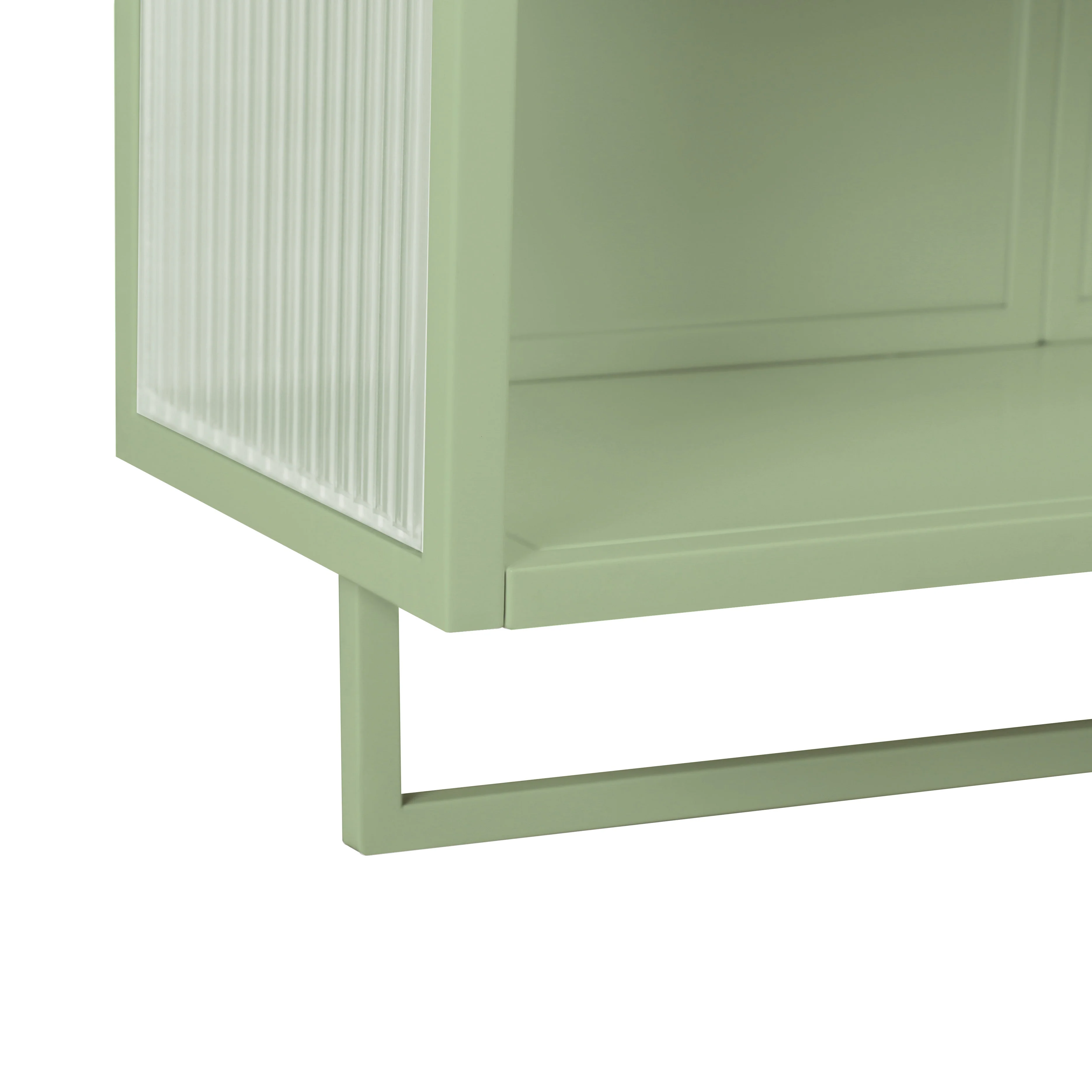 Wall Cabinet 60CM Glass Doors Two-tier Storage with Open Shelf & Towel Rack, Green - Image 9