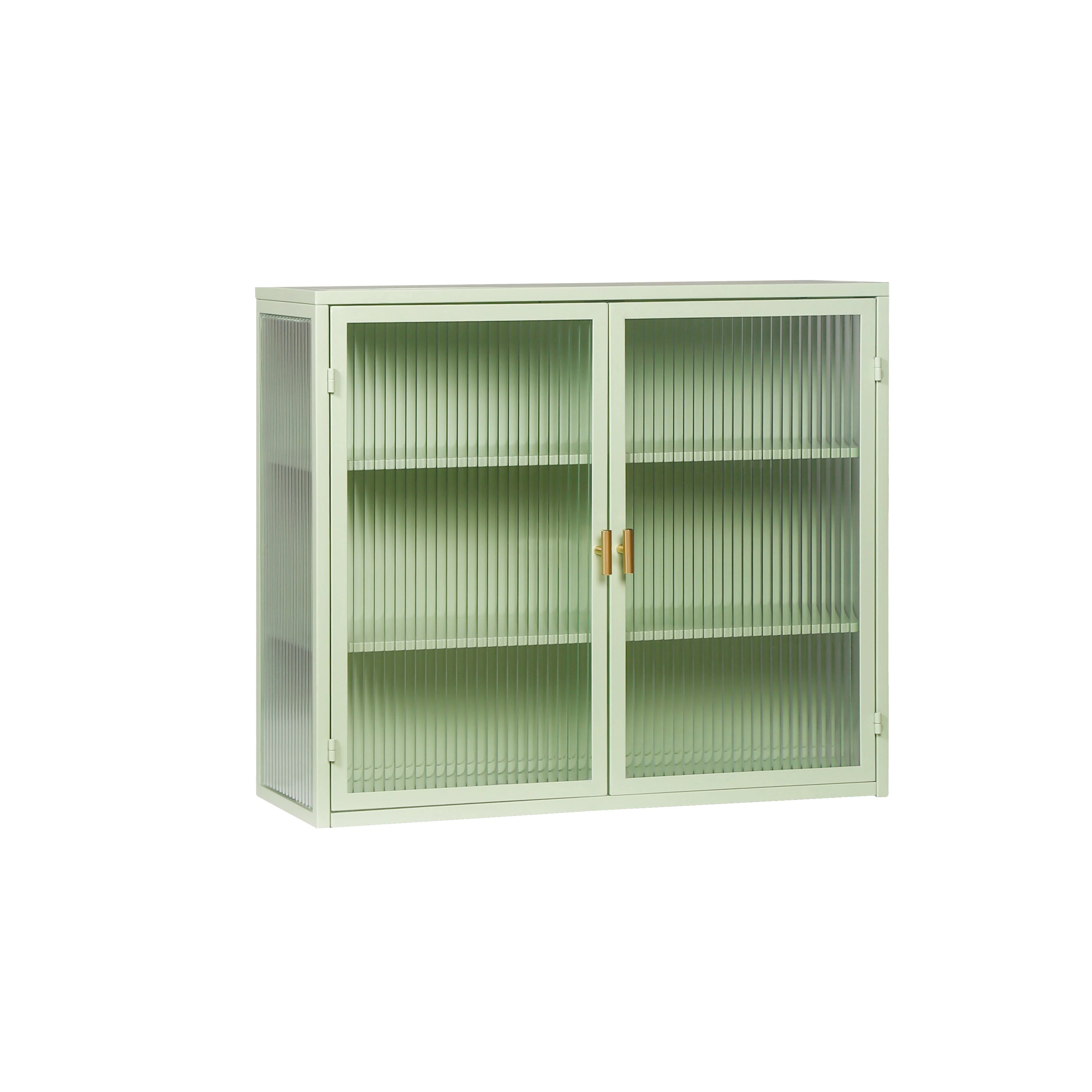 Wall Cabinet, 70CM Modern Two-Door with Three-Tier Storage, Glass Doors (Green) - Image 8