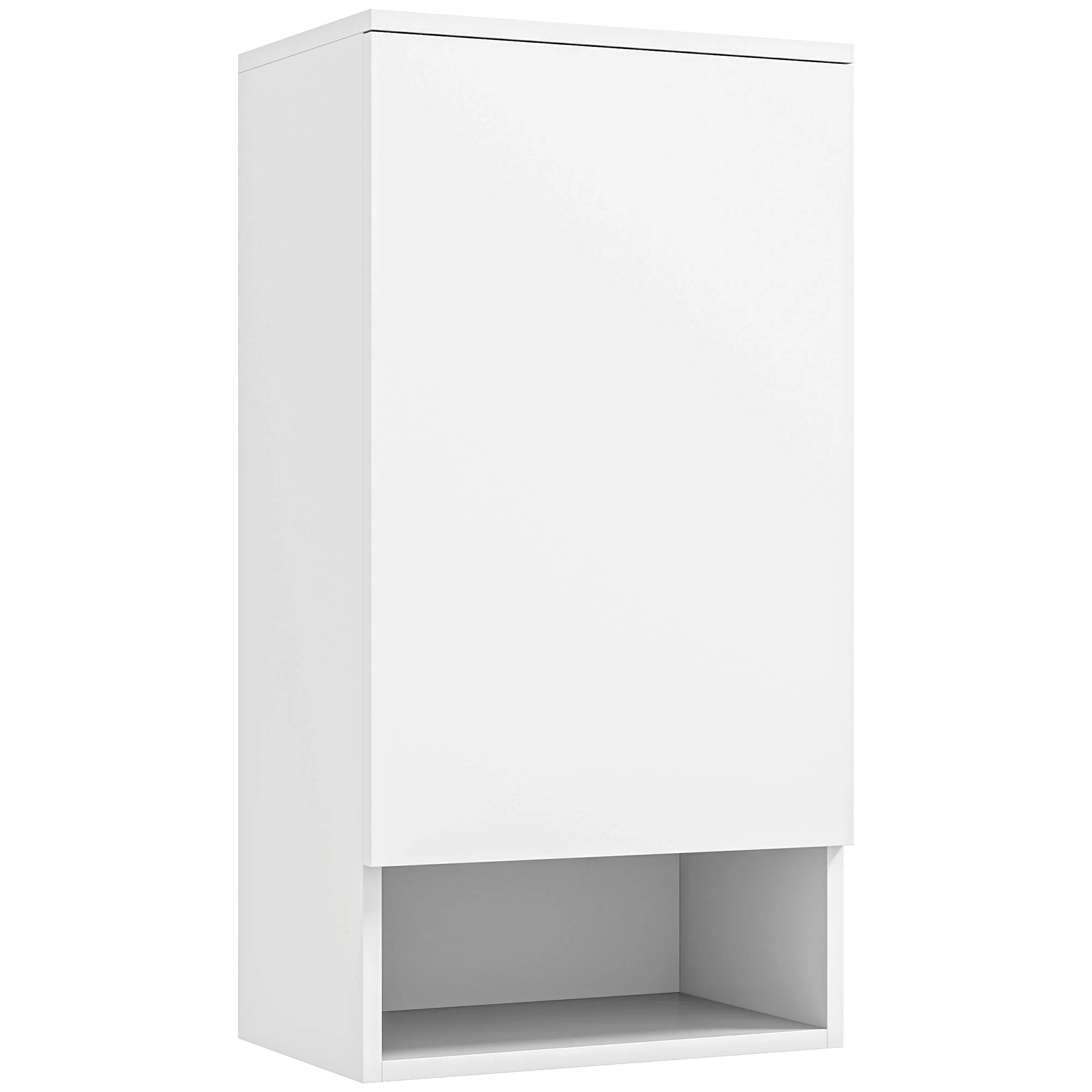 Wall Cabinet with Doors, Adjustable Shelves, Open Compartment, Wall Mounted, White - Image 2