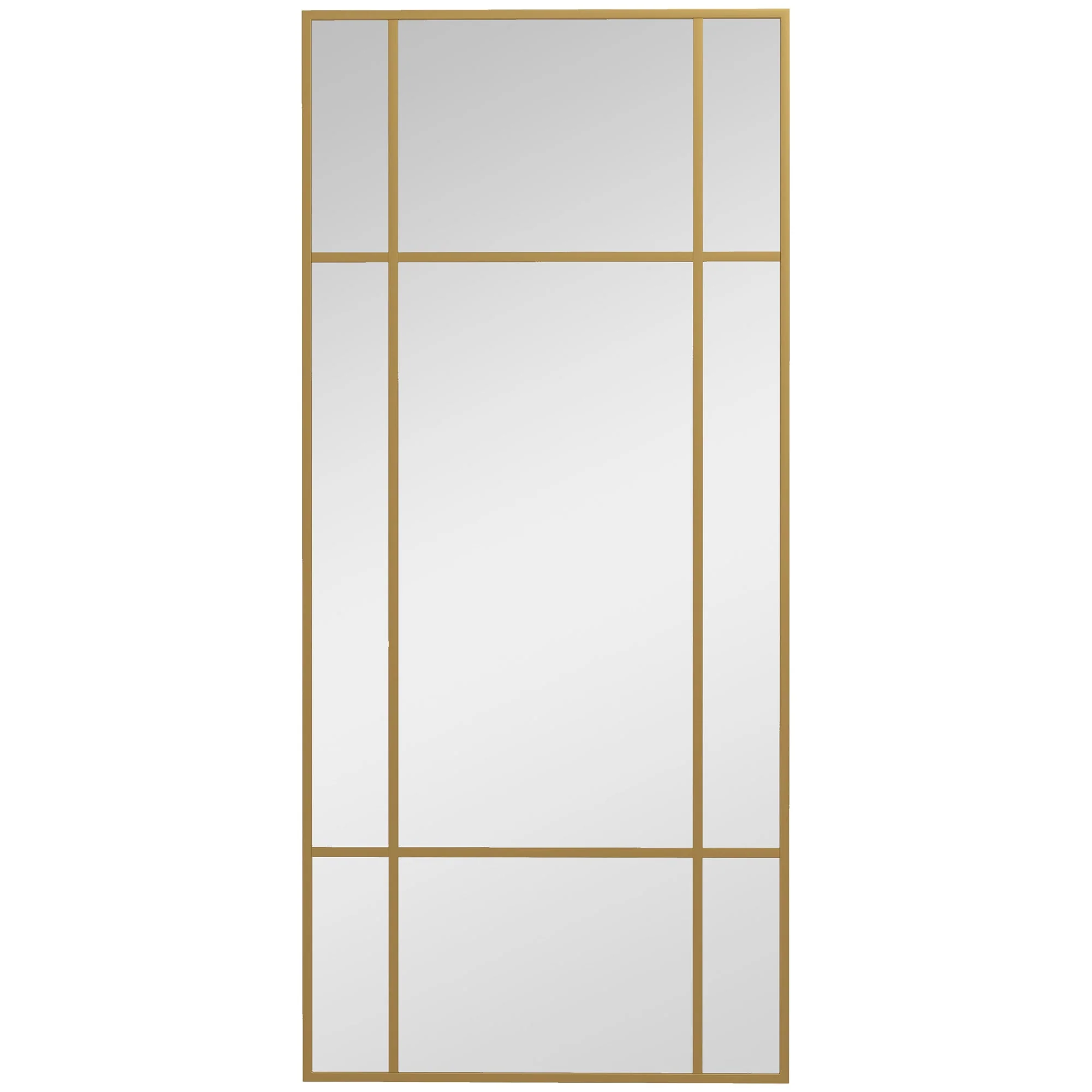 Wall Mirror 110 x 50 cm Decorative Rectangular Metal Frame, Gold
