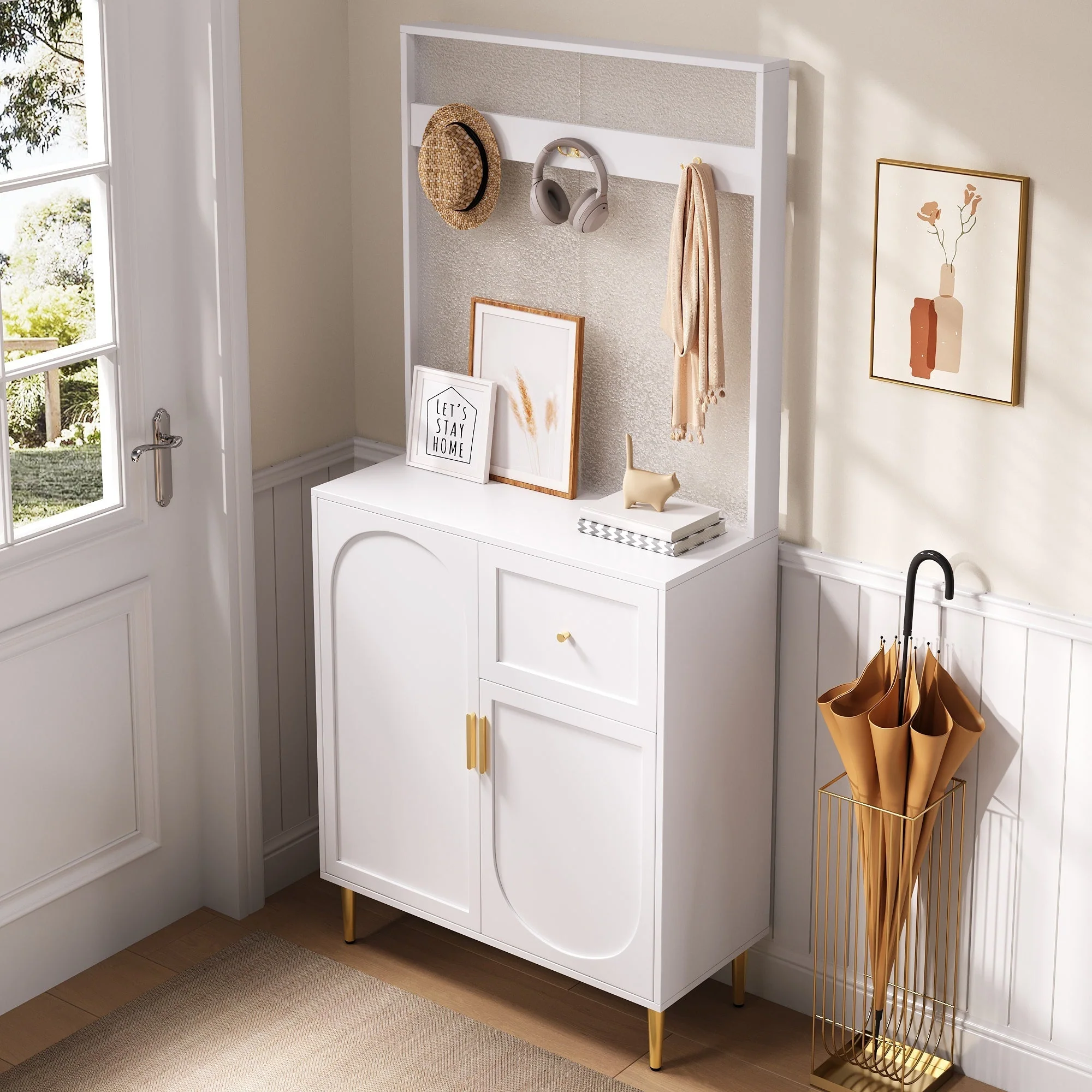 Wardrobe Set, Compact Hallway Cupboard with Shelf & Shoe Storage, 80x175.5x35 cm - Image 3