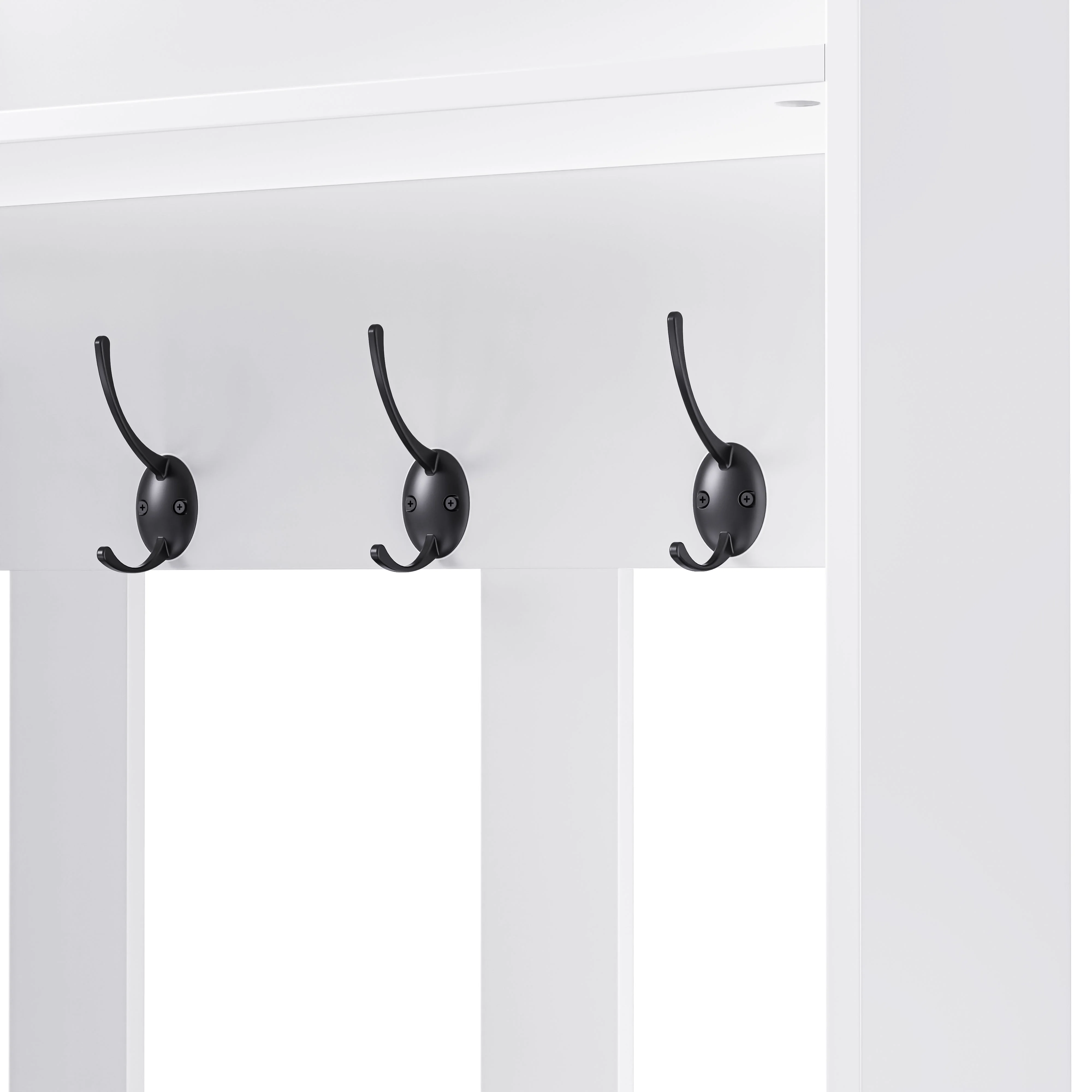 Wardrobe set, complete hallway with bench, 4 hooks, doors & drawers - white - Image 11