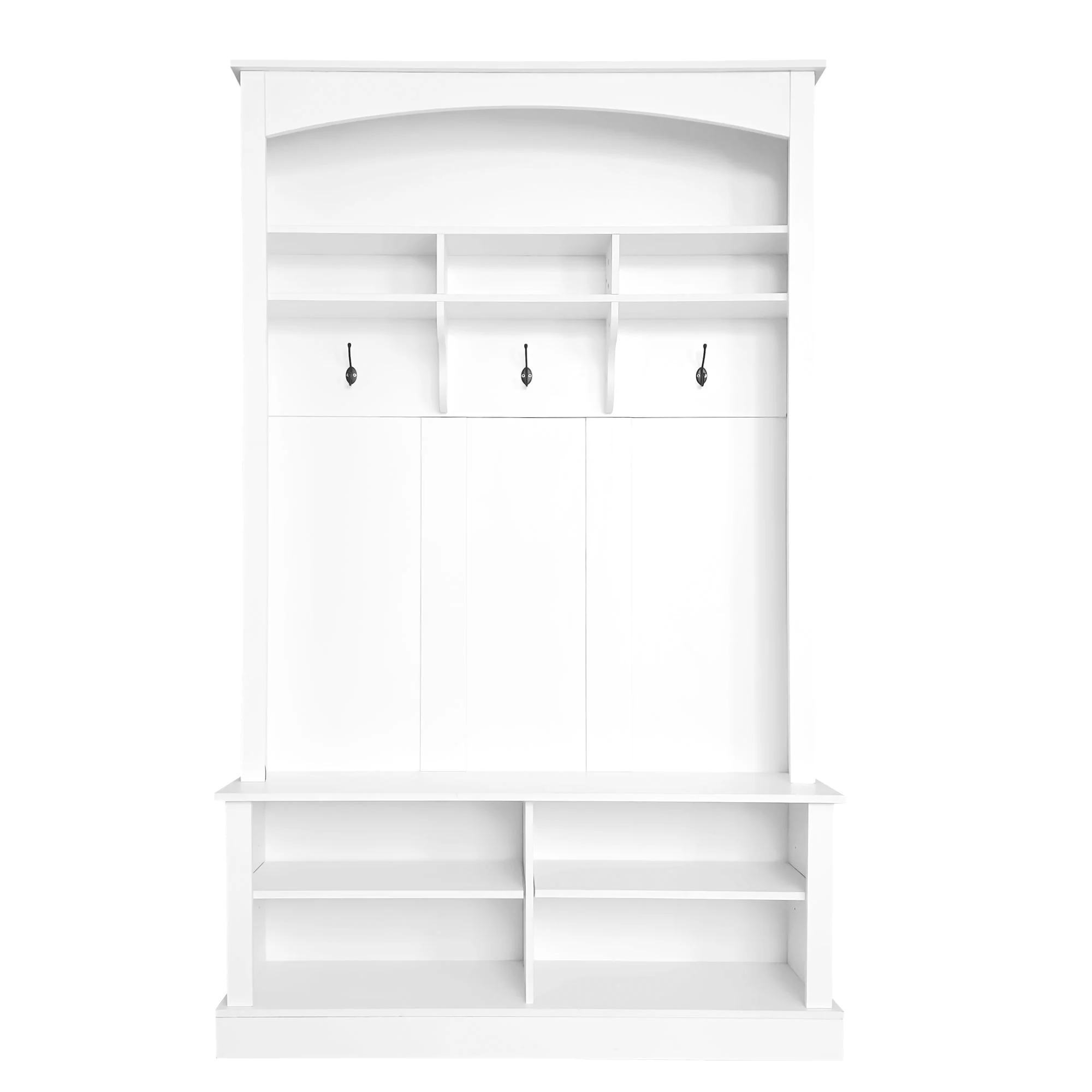 Wardrobe set with bench and shoe rack, multifunctional, storage, white - Image 5