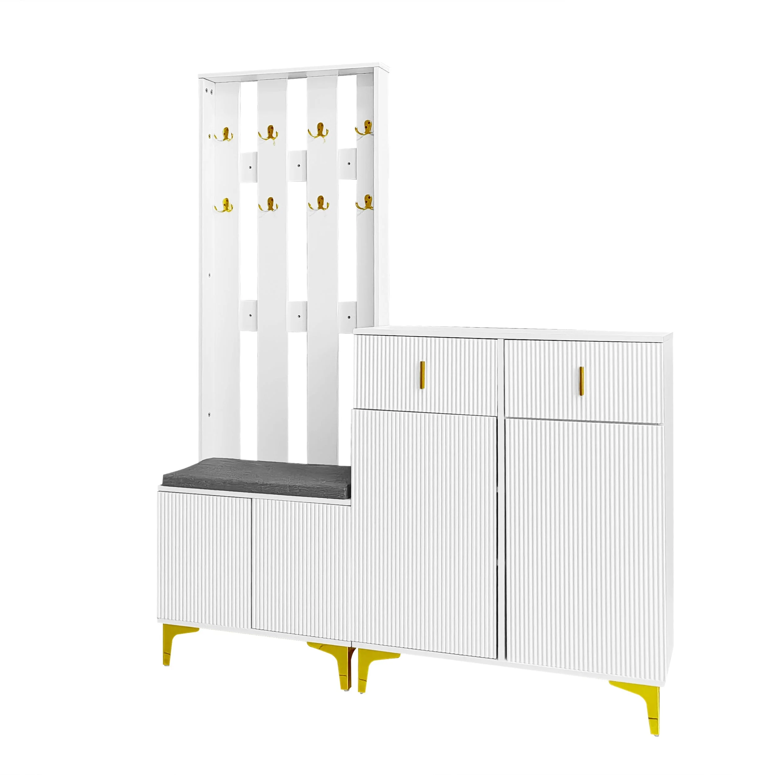 Wardrobe Set with Shoe Bench, Hooks, Drawers & Doors - Image 5