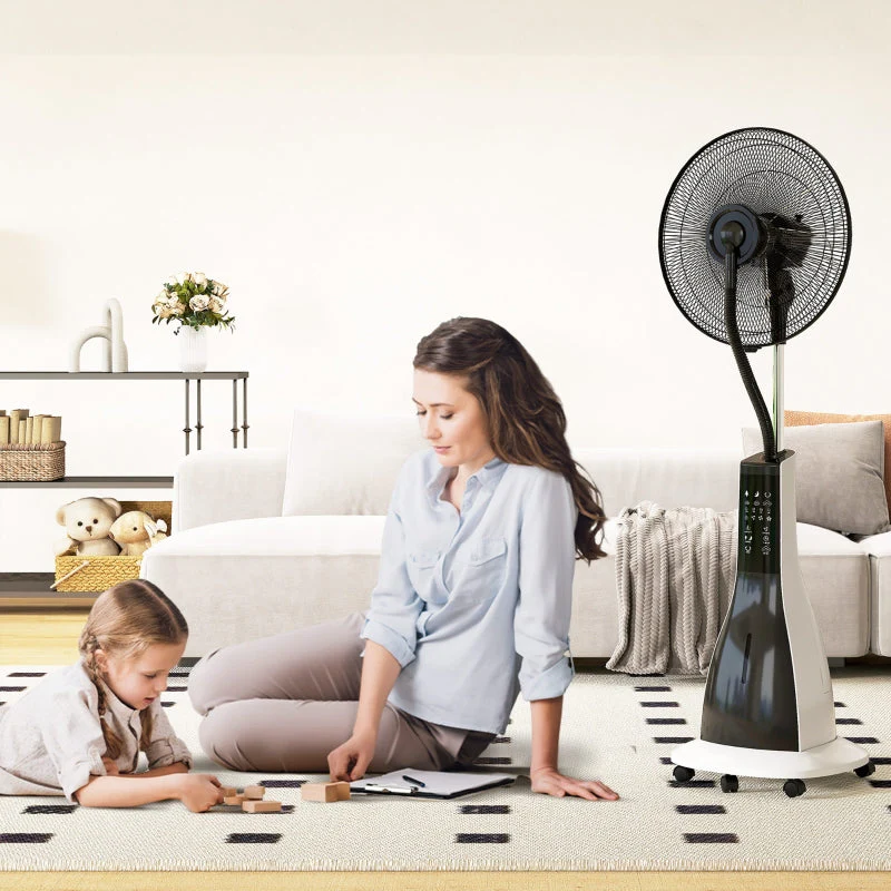 Water-Cooled Pedestal Fan, Misting, Remote, 3 Speed, 3L Tank, 90W, 125cm with Wheels - Image 8