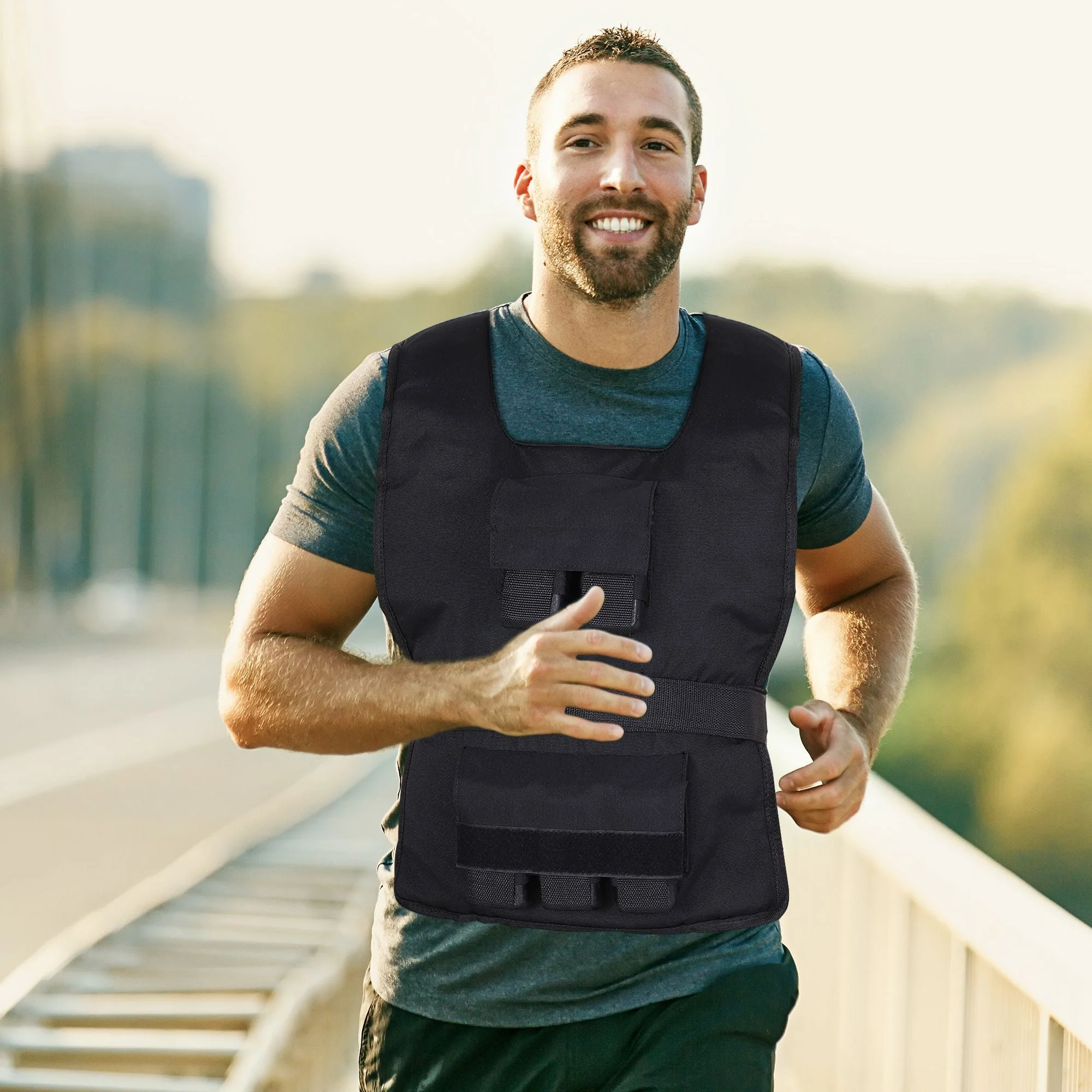 Weighted Vest 20 kg Adjustable Training Oxford Black