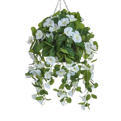 White Petunia Hanging Basket