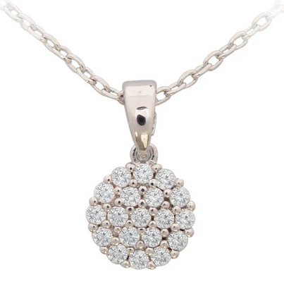 White Simple CZ Disc Drop Pendant