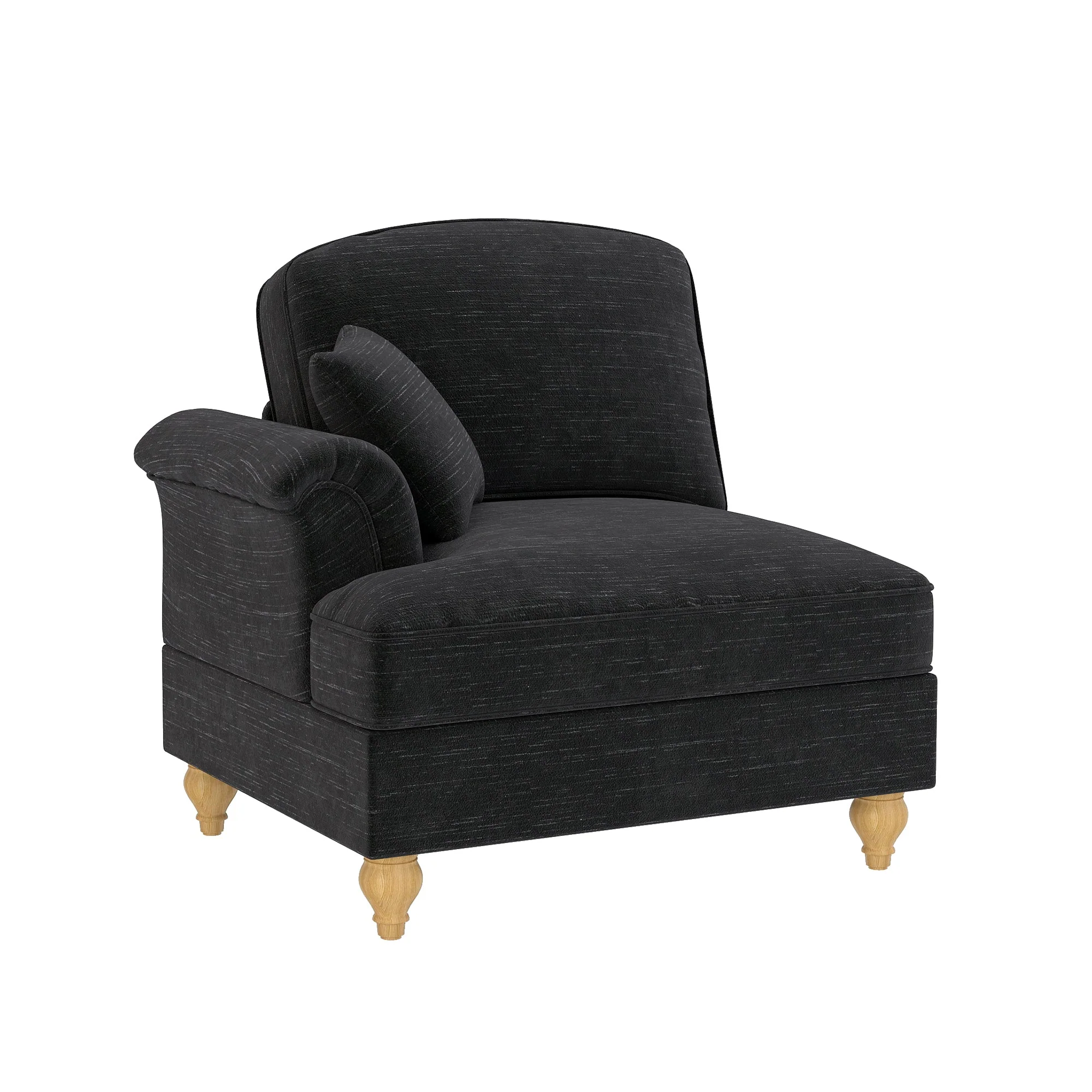 Windsor Sofa LSF Chenille with 1 Cushion, Black - Image 3