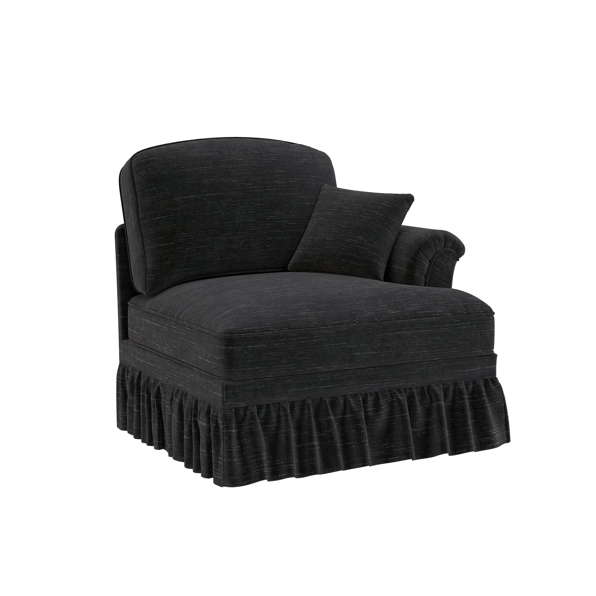 Windsor Sofa RSF with 1 Cushion and Removable Skirt, Black Chenille - Image 4