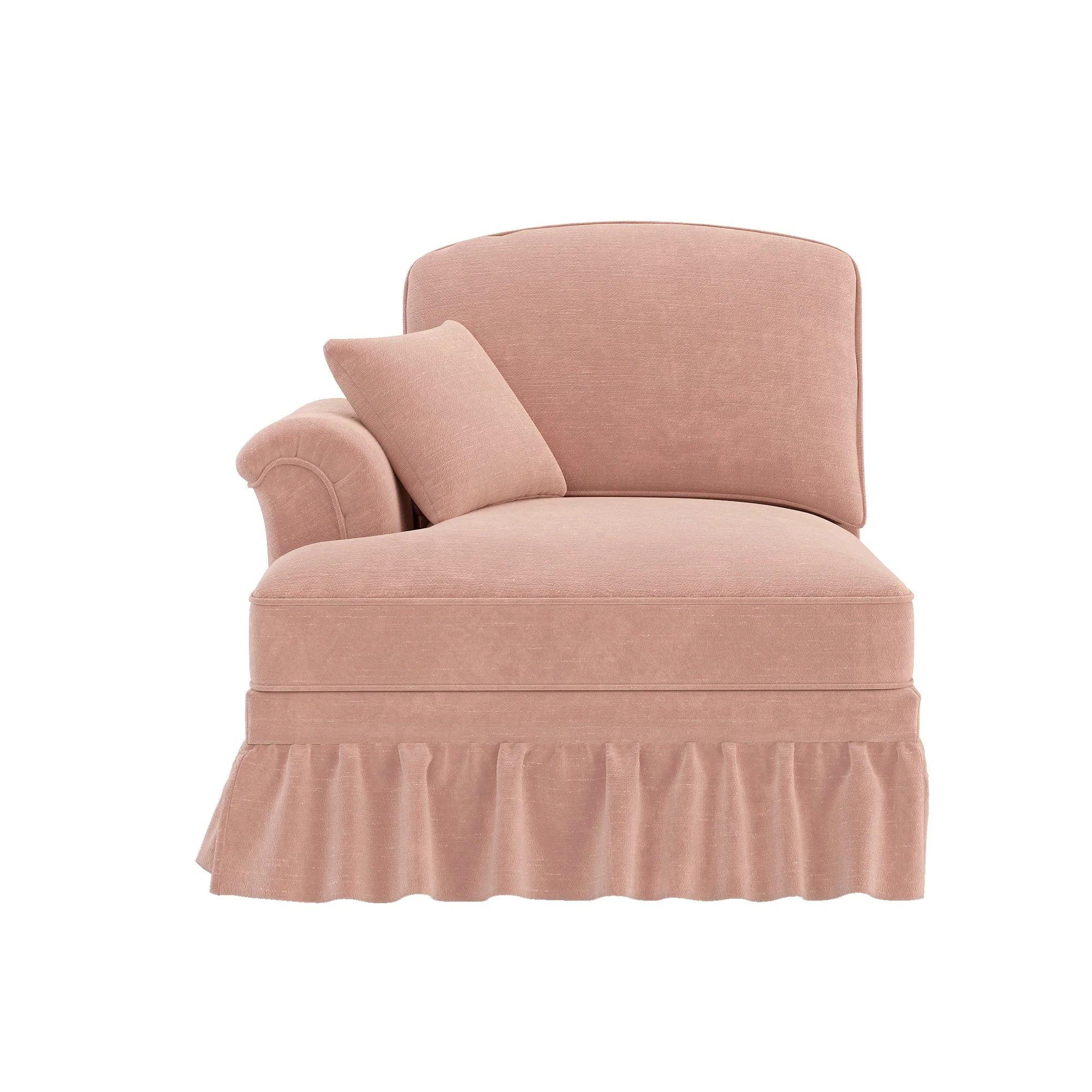 Windsor Sofa with Removable Ruffle Skirt and Cushion, Pink Chenille - Image 2