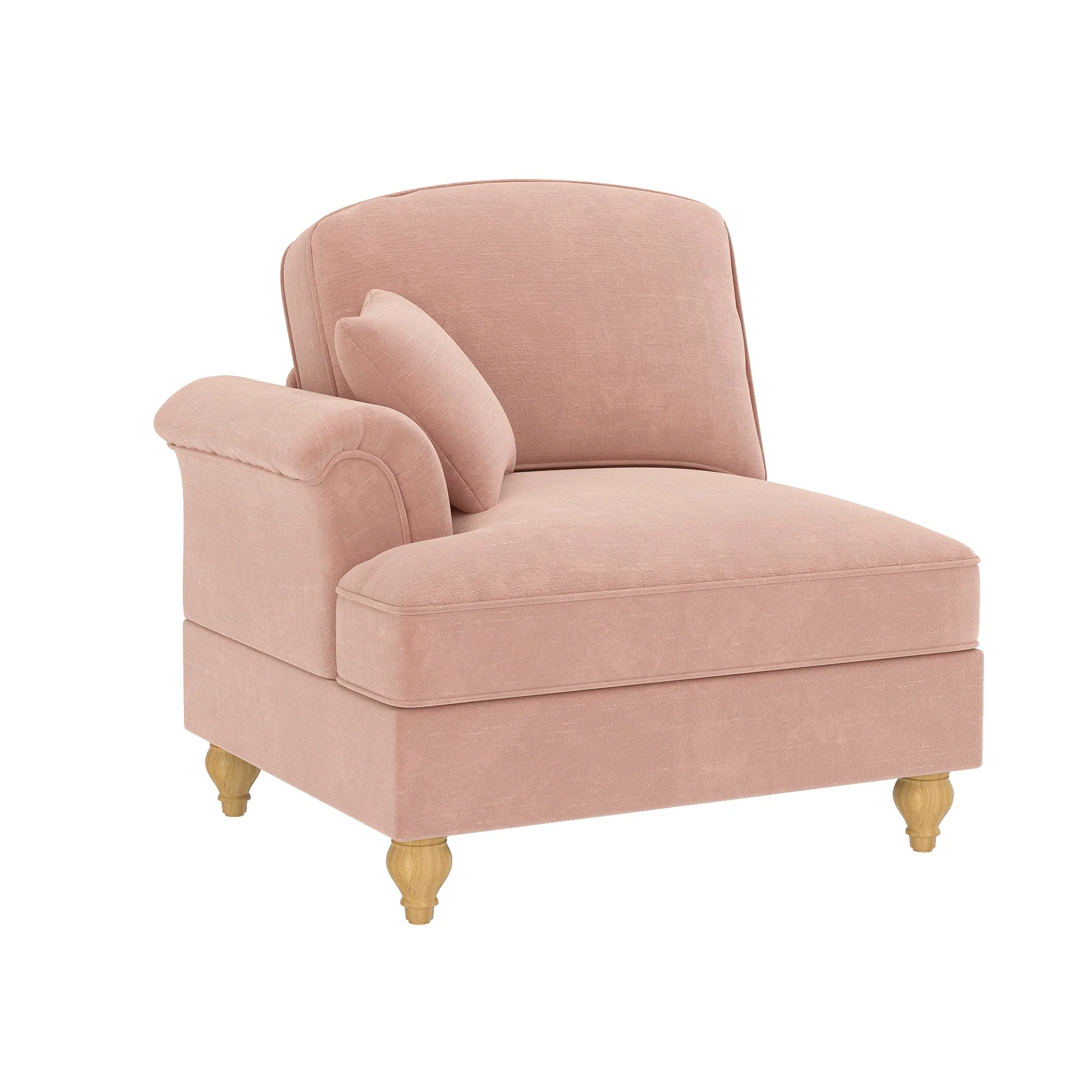 Windsor Sofa with Removable Ruffle Skirt and Cushion, Pink Chenille - Image 3