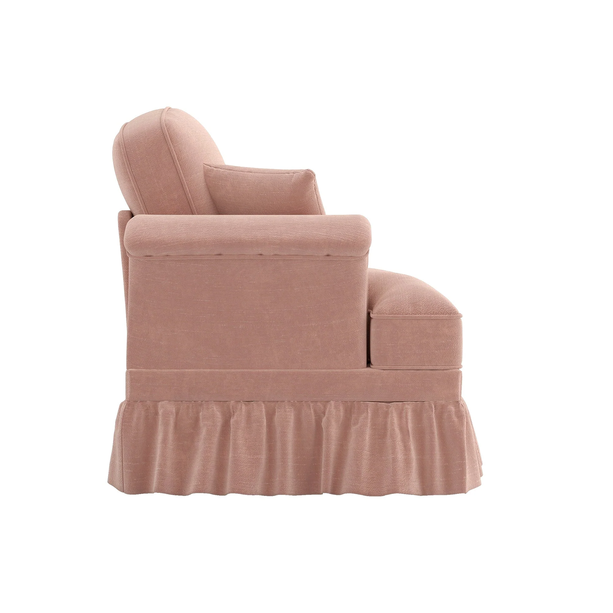 Windsor Sofa with Removable Ruffle Skirt and Cushion, Pink Chenille - Image 6