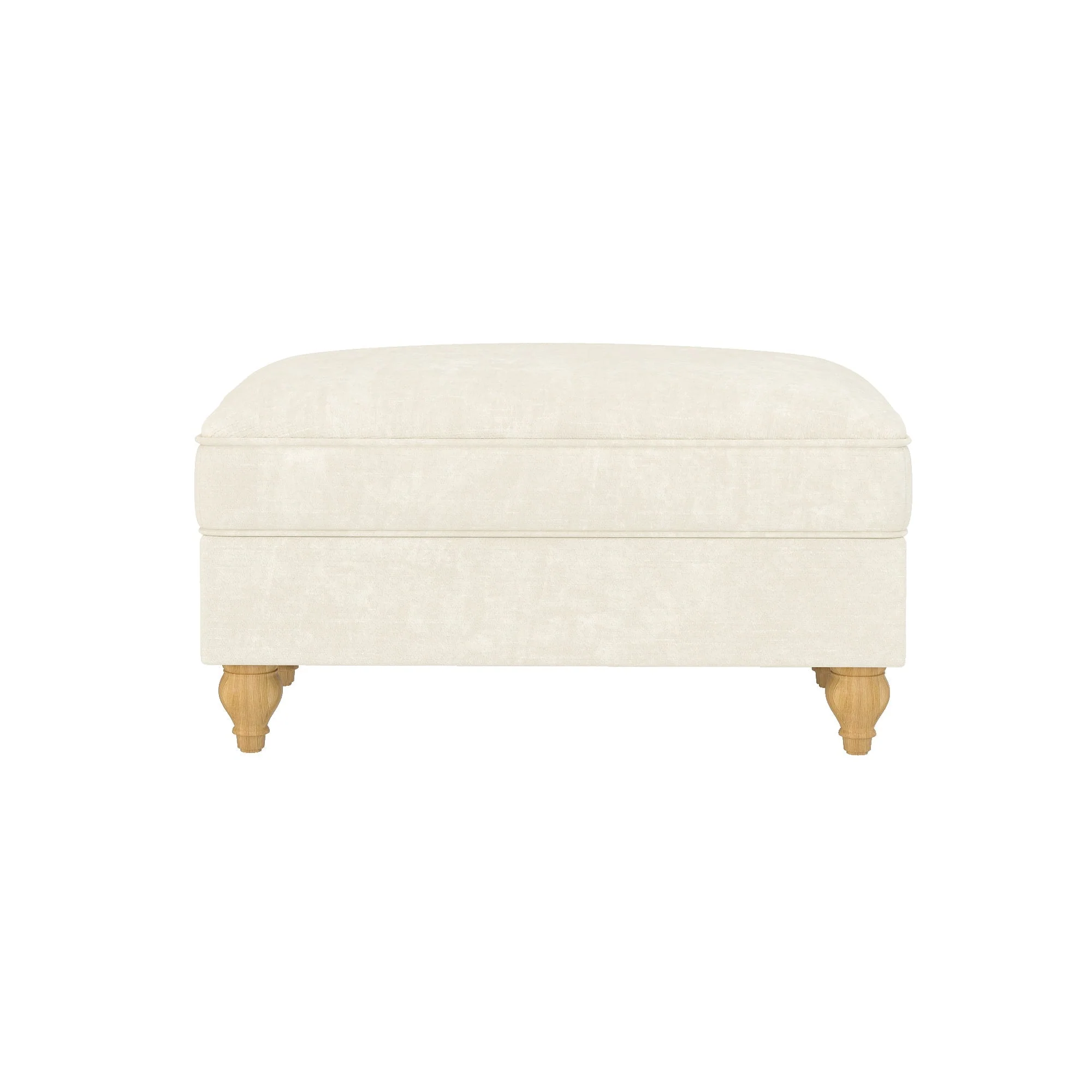 Windsor Stool with Removable Ruffled Skirt and Chenille Fabric, White