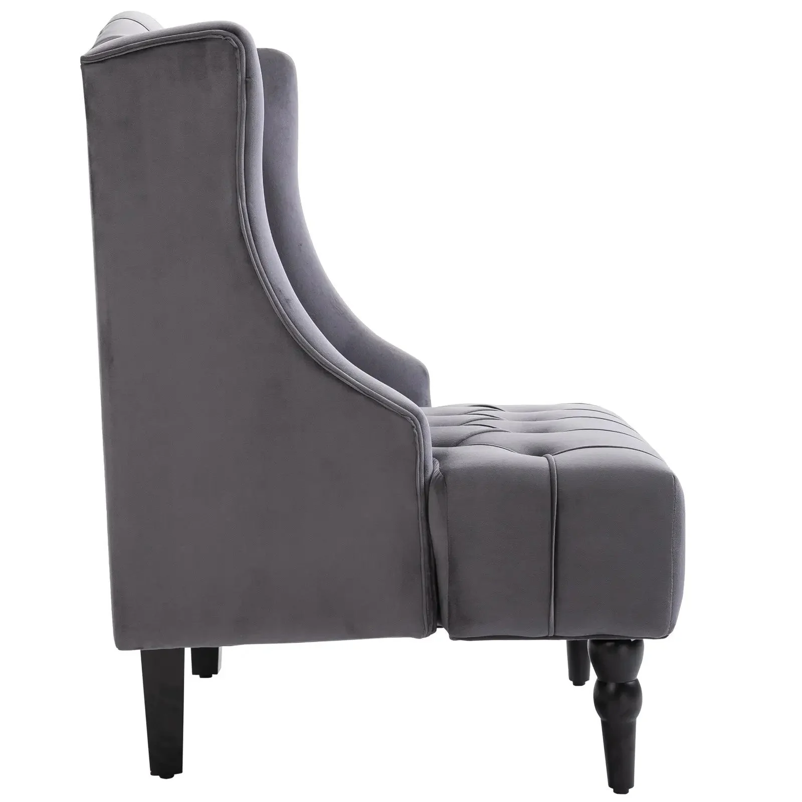 Wingback Chair Recliner, Tufting Raised Legs, Grey Velvet - Image 7