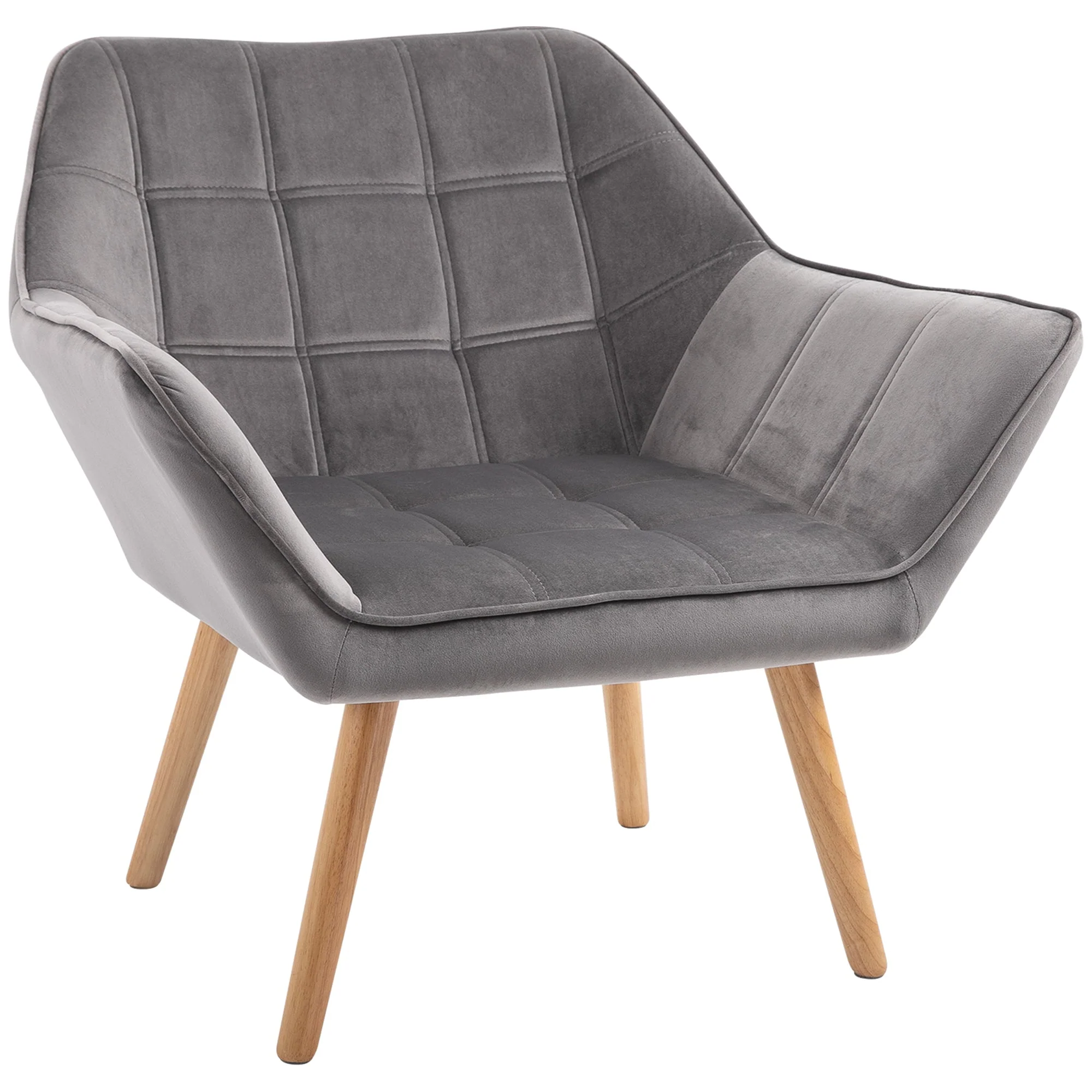 Wingback Chair, Single Recliner with Raised Legs, Velvet Grey - Image 2