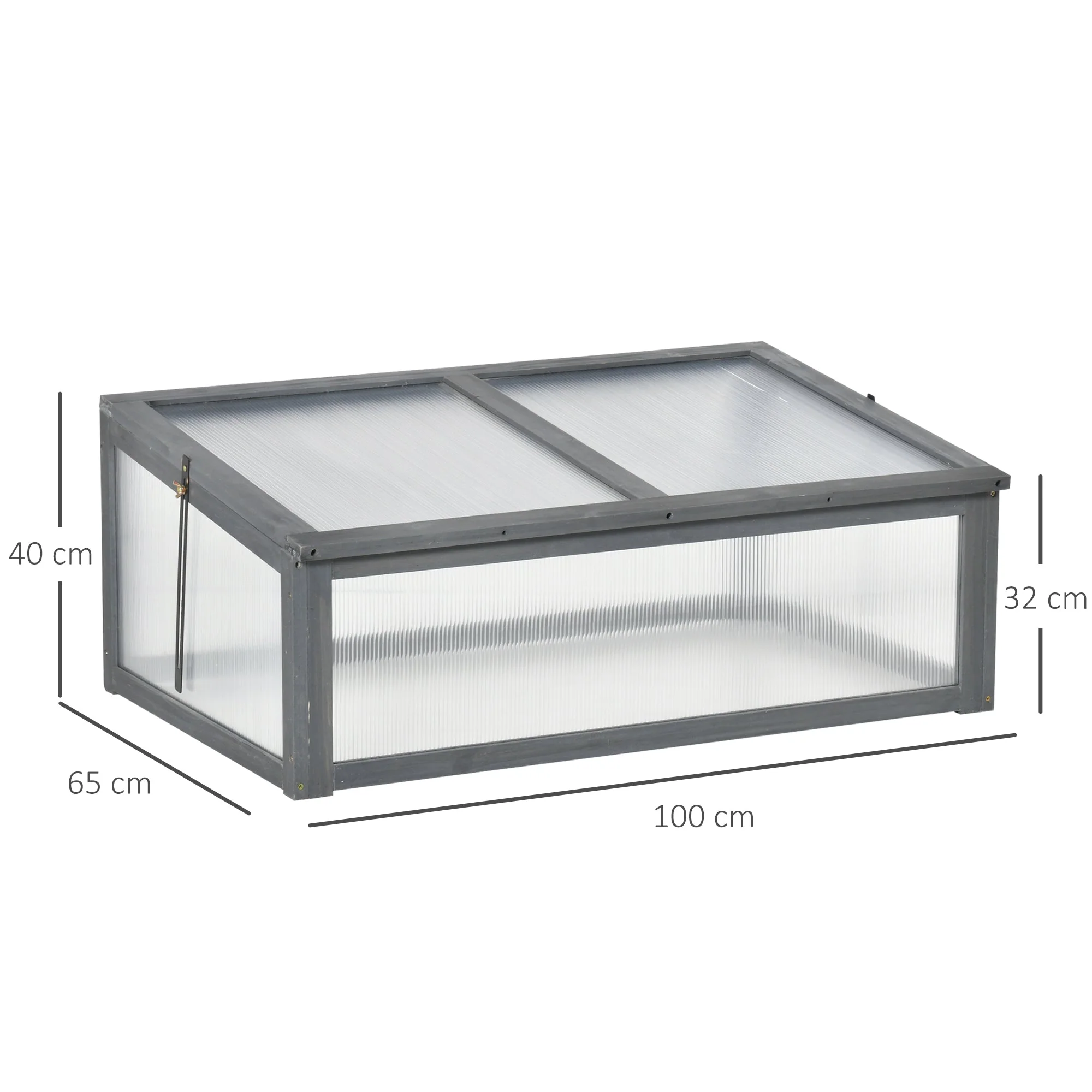 Wooden Cold Frame, Mini Greenhouse, UV Protection, Grey - Image 3