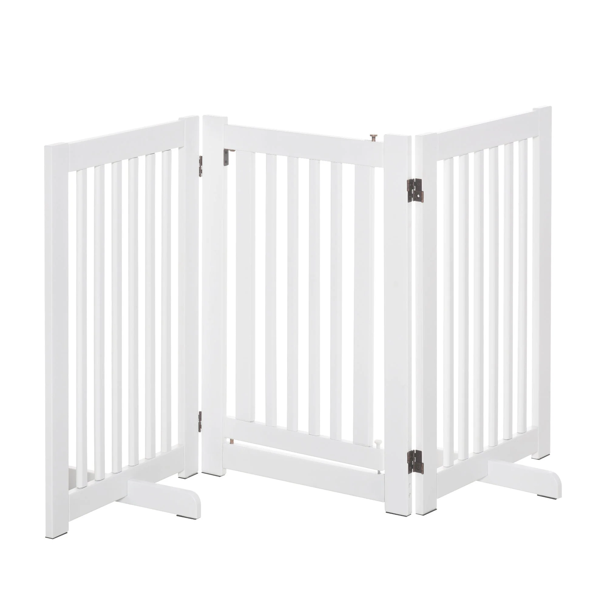 Wooden Dog Gate, Freestanding Adjustable Foldable, White - Image 2