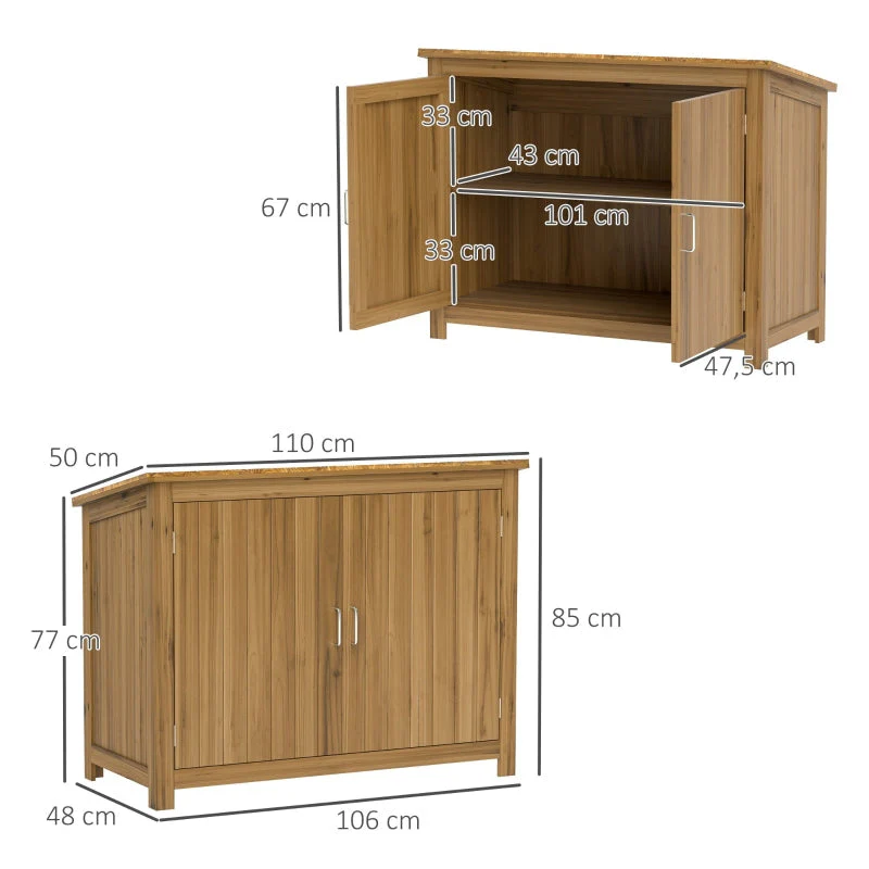 Wooden Garden Shed, Weatherproof Tool Shed with Shelves, Brown - Image 3