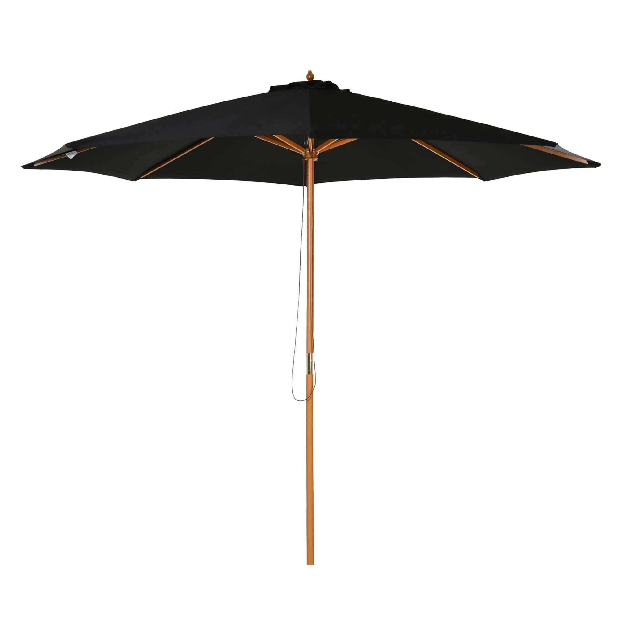 Wooden Parasol 300 cm Garden Balcony Bamboo Black - Image 2