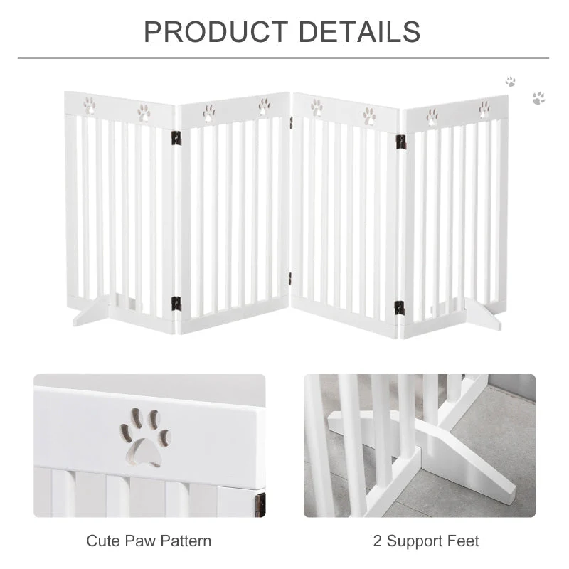 Wooden Pet Gate, Freestanding Foldable Dog Barrier with Support Feet - Image 5
