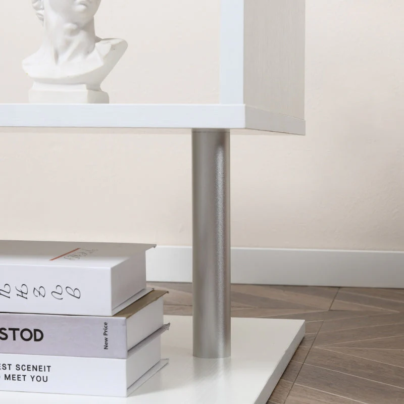 Wooden S Shape Cube Coffee Table 2 Tier Storage Shelves White - Image 7