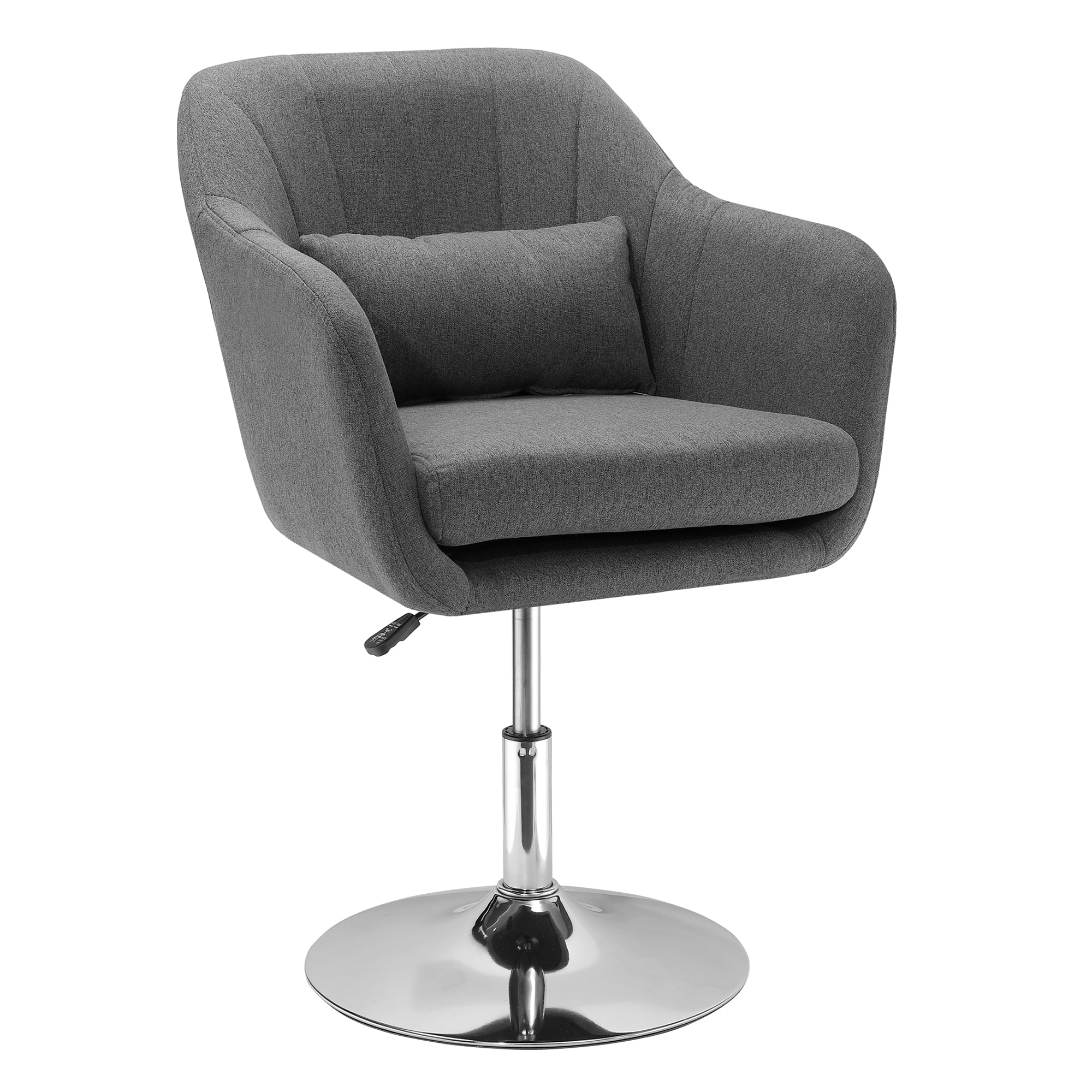 Work Stool Swivel Office Chair Height Adjustable, Linen-like Polyester Dark Grey - Image 2