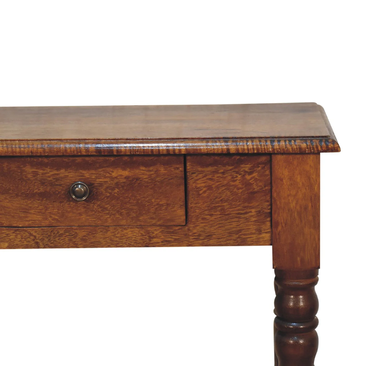 Writing Desk, Turned Leg 1 Drawer, Solid Wood Dark Brown - Image 6
