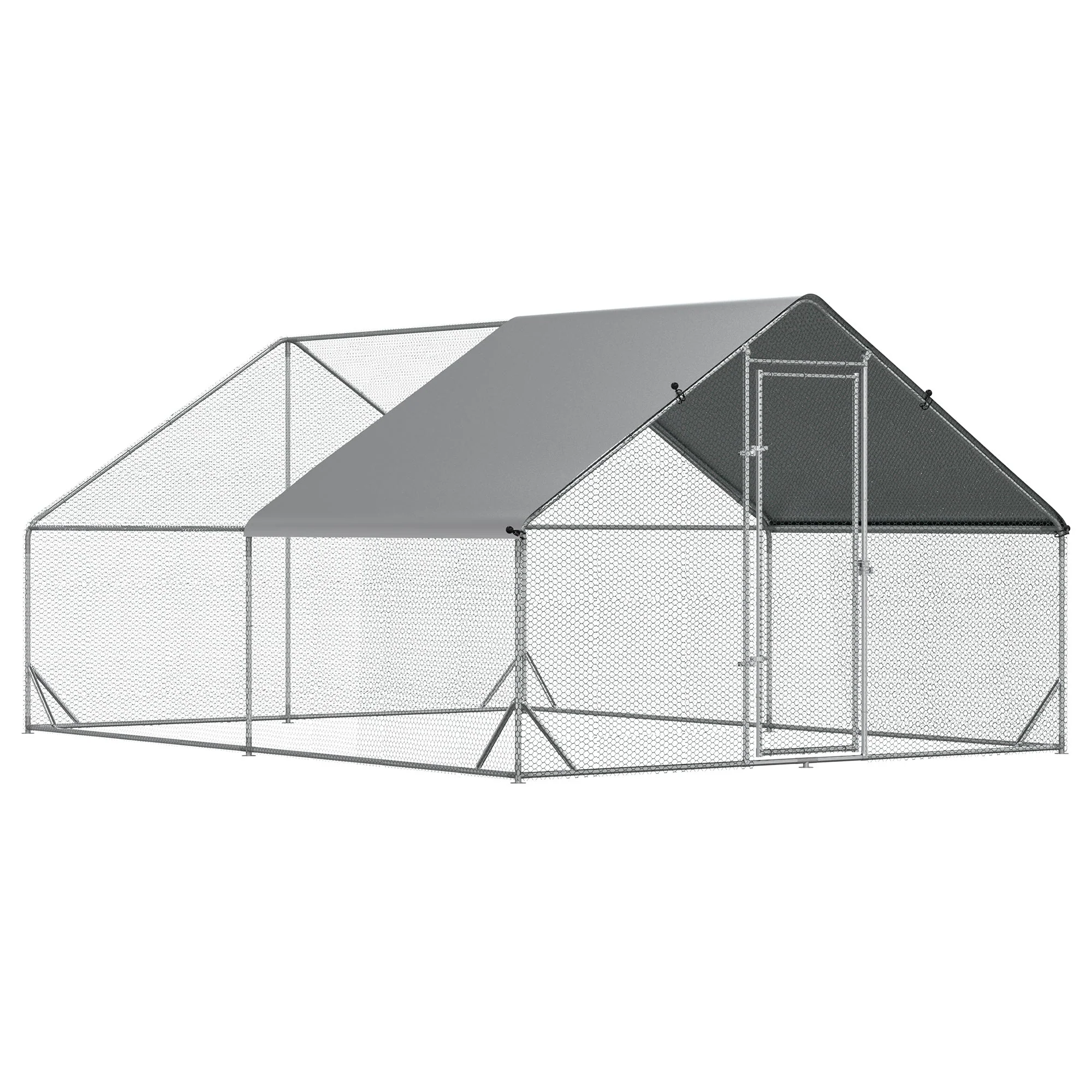 XXL Chicken Coop Run Shaded Roof Lock for 8-12 Poultry, Steel 3x4x2m - Image 2